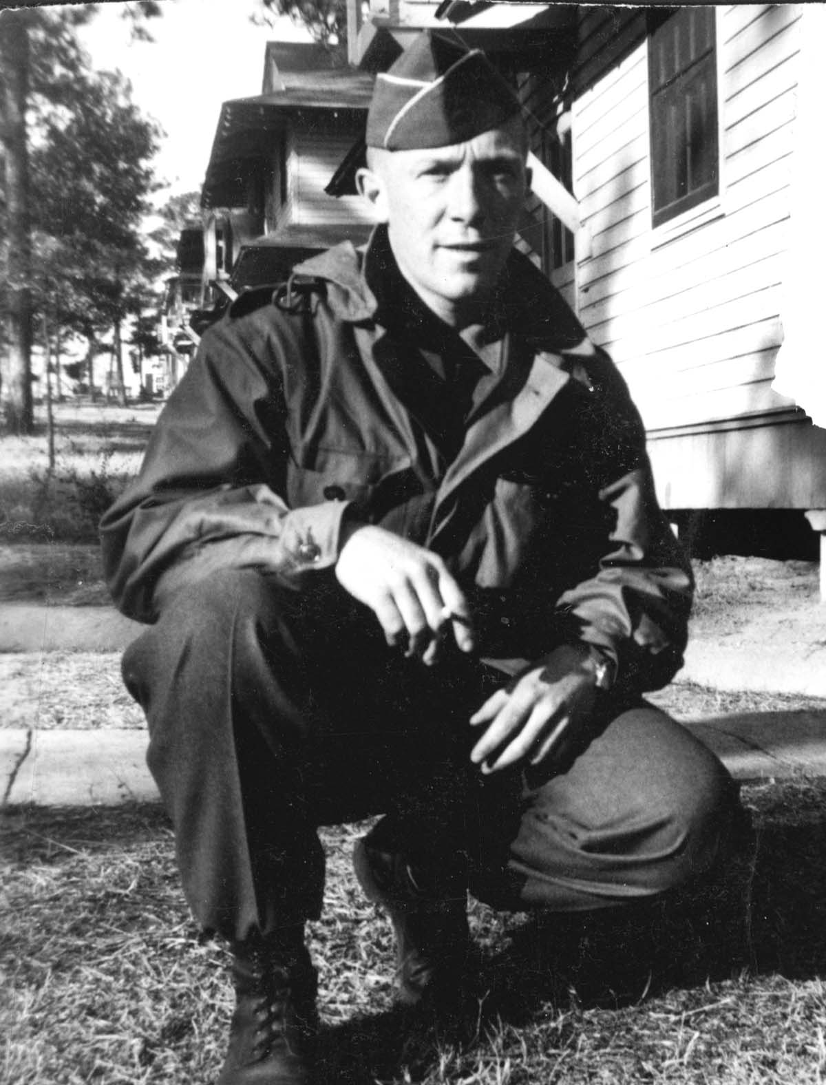 Joseph Bernard Bartscherer in uniform, outdoors