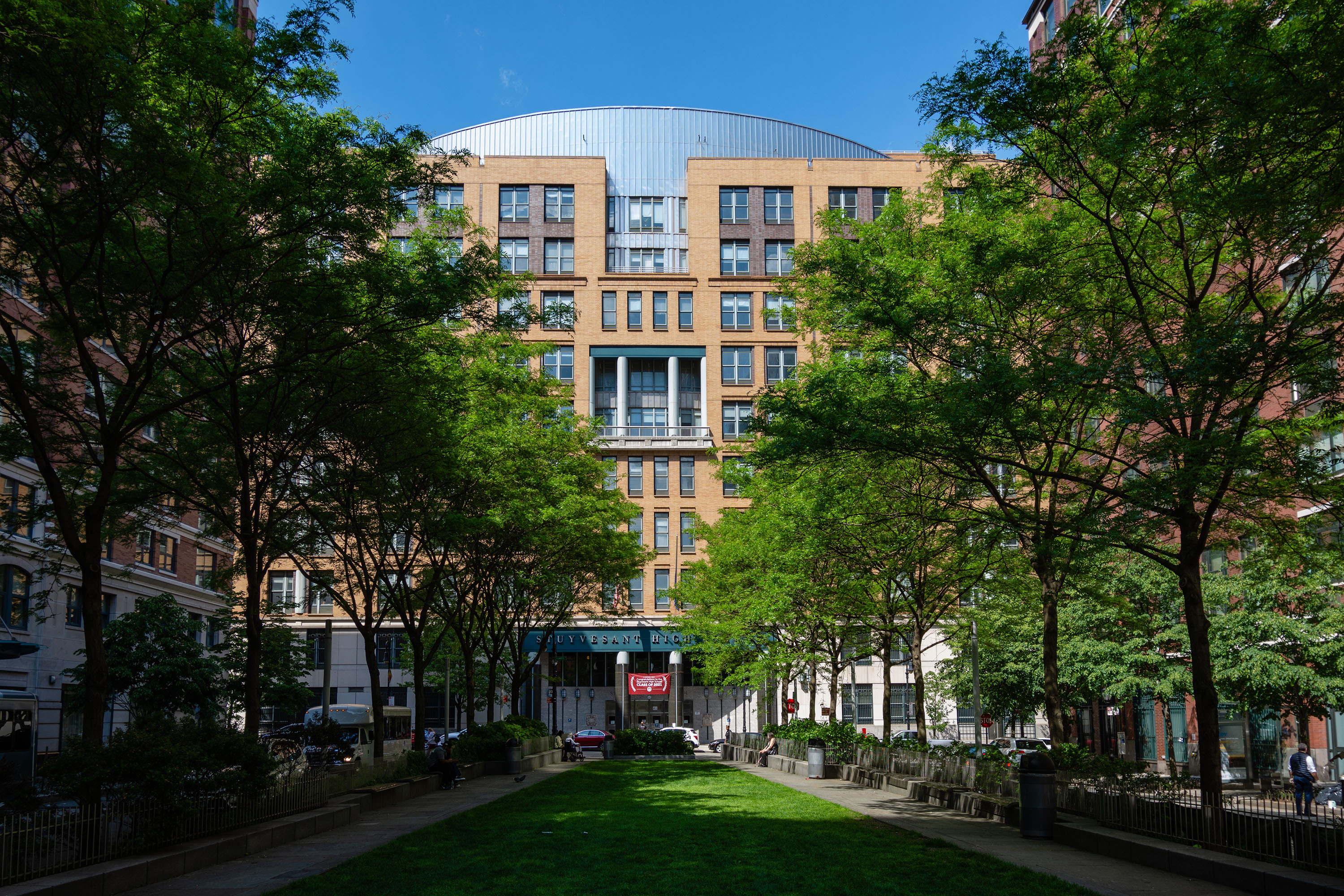 Stuyvesant High School — Battery Park City campus — The Chambers Street entrance of the Battery Park City campus today.