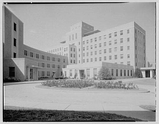 St. Albans Naval Hospital — postwar permanent expansion — St. Albans Naval Hospital, Jamaica, New York, photographed by Gottscho-Schleisner in 1954, in the era of the postwar expansion.