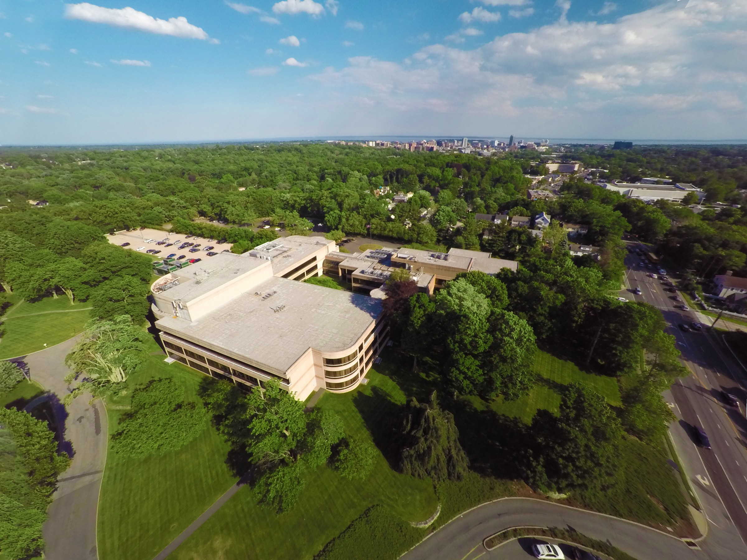 Waldenbooks corporate headquarters — Aerial view of 201 High Ridge Road, Stamford — built as the Waldenbooks corporate headquarters.