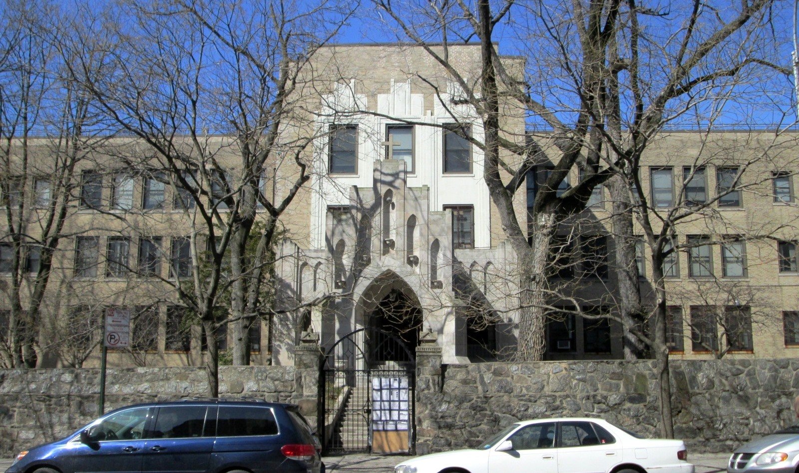 Mother Cabrini High School science addition — strong 1973 candidate — Mother Cabrini High School, 701 Fort Washington Avenue, photographed 10 March 2013.