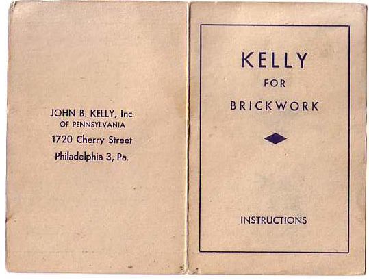 Cover of the Kelly for Brickwork instruction card issued to bricklayers