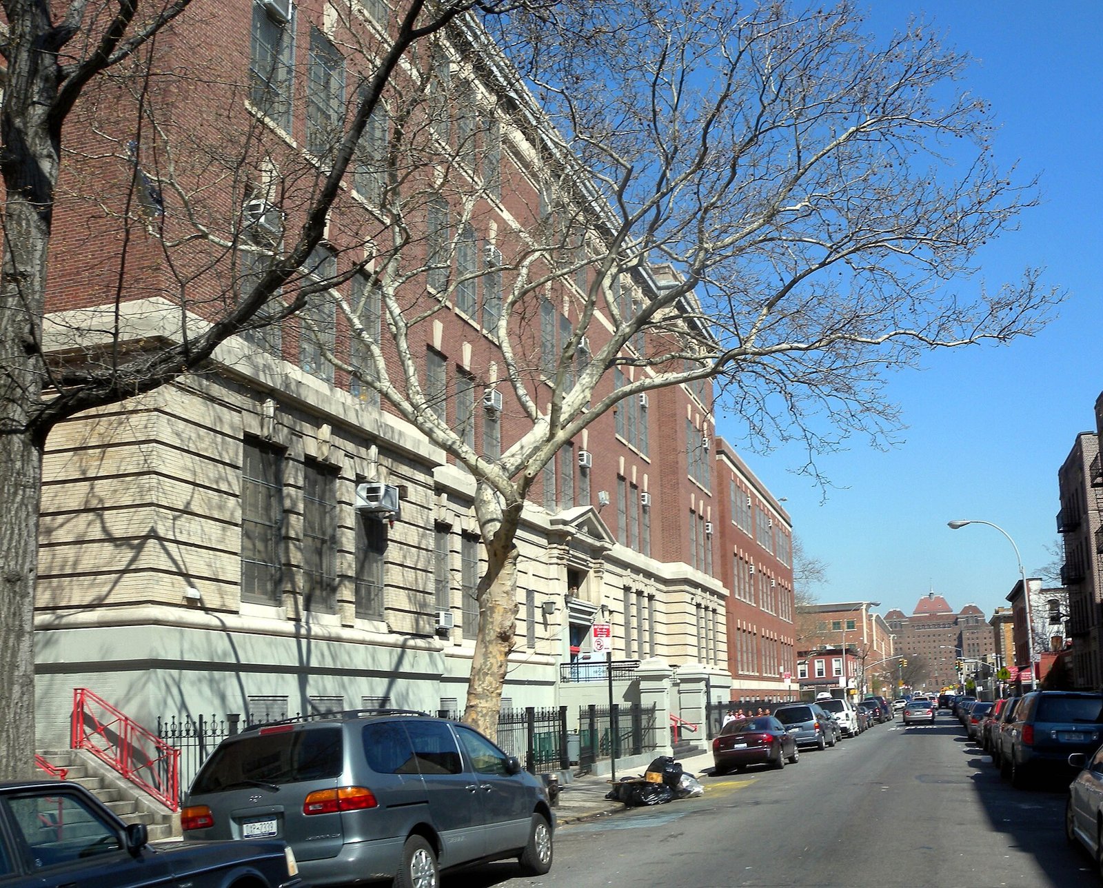 P.S. 92 Adrian Hegeman — Parkside Avenue and Rogers Avenue — P.S. 92 Adrian Hegeman at Parkside and Rogers Avenues, Brooklyn, photographed in 2010. A current view of the strongly identified school; Joseph's exact 1948 masonry scope remains unverified.