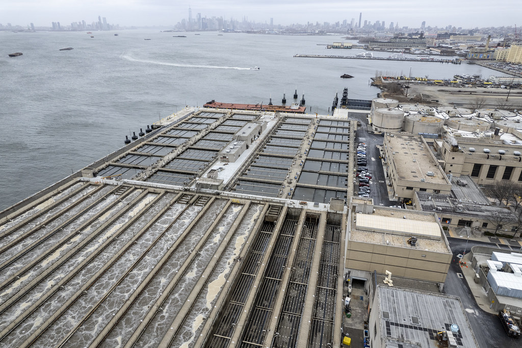 Owls Head Wastewater Treatment Plant — Aerial view of the Owls Head Wastewater Treatment Plant today. Not a construction-period photograph.